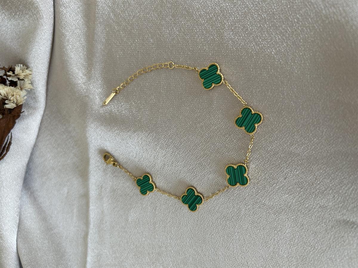 Beşli Yeşil Yonca Bileklik