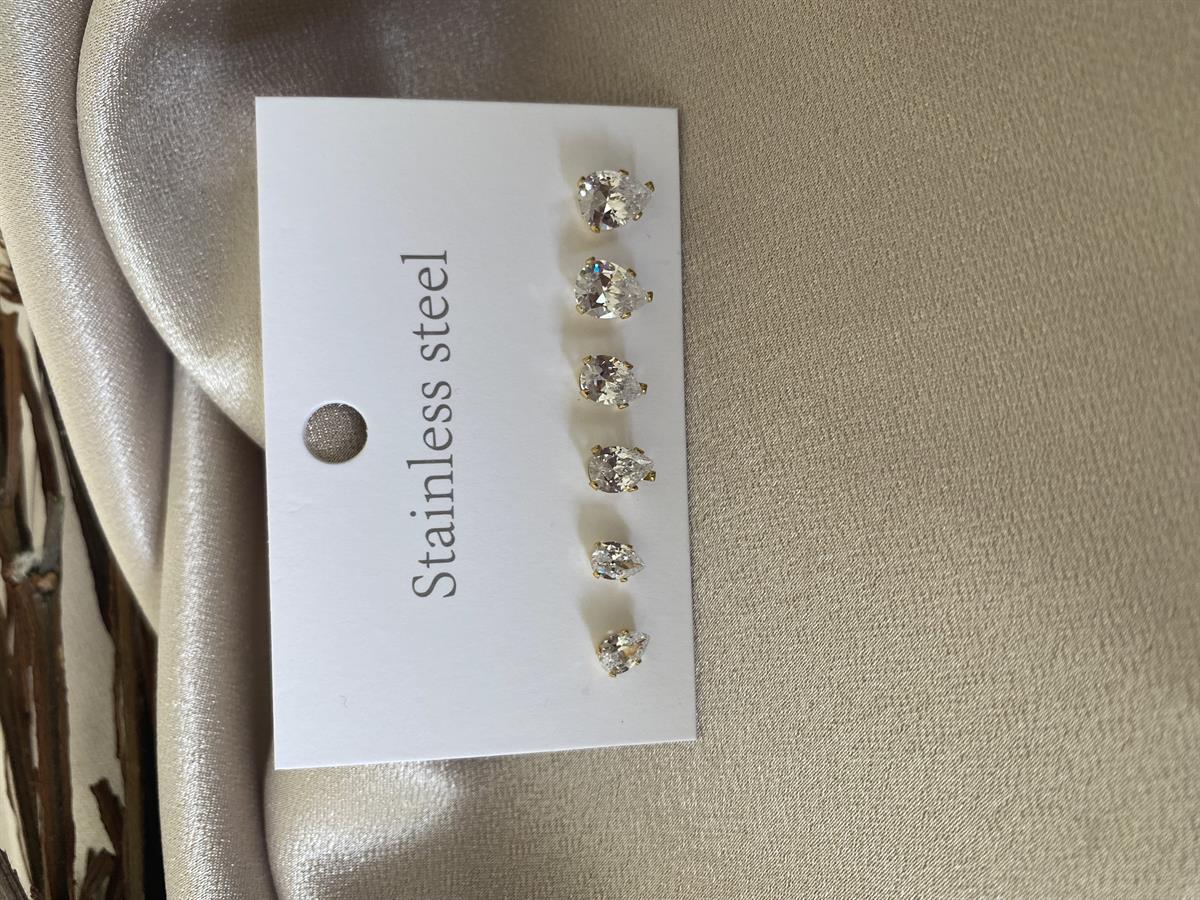 Damla tek taş 6lı küpe