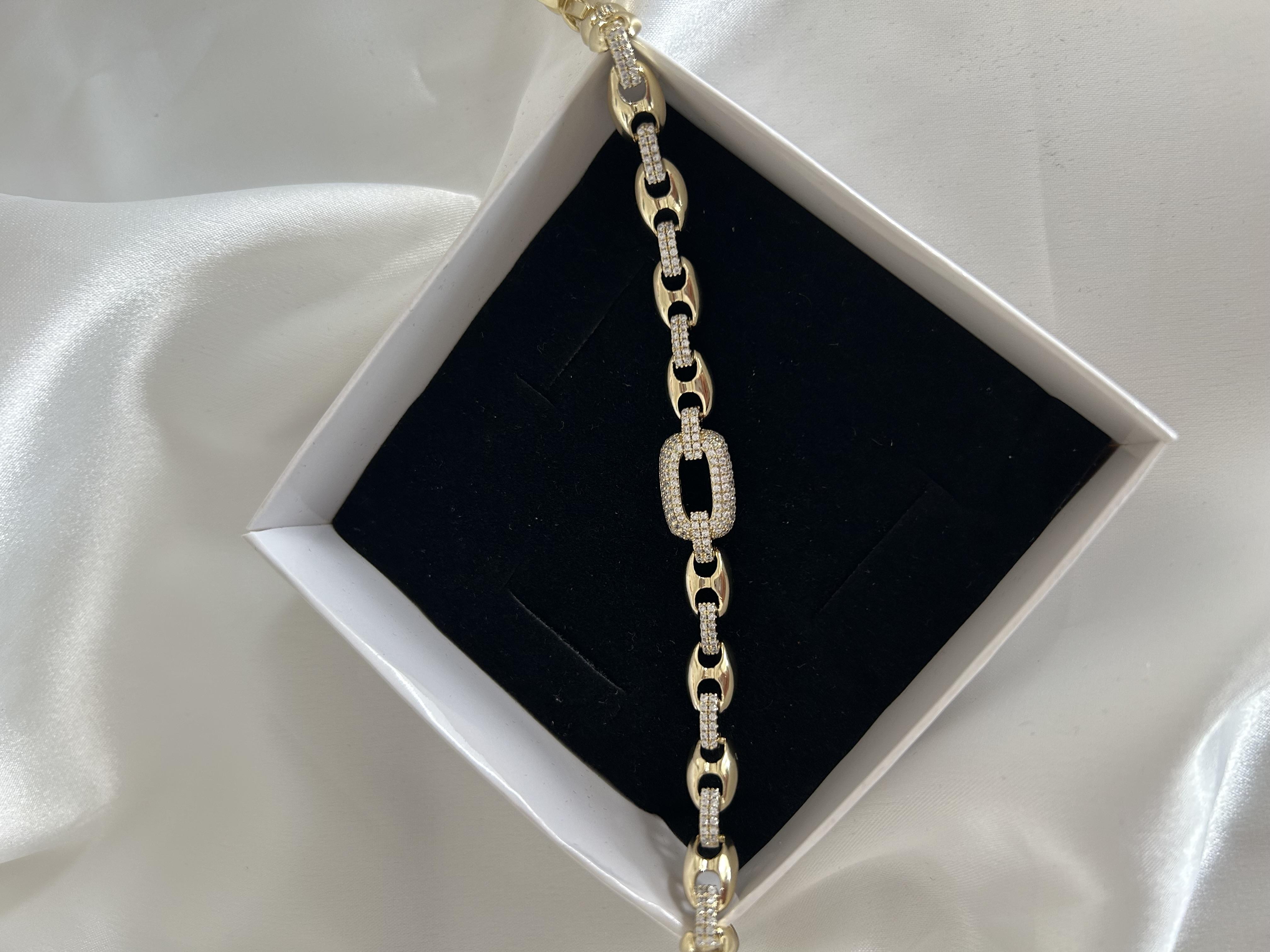 Elips taşlı 14K kuyumcu bileklik 