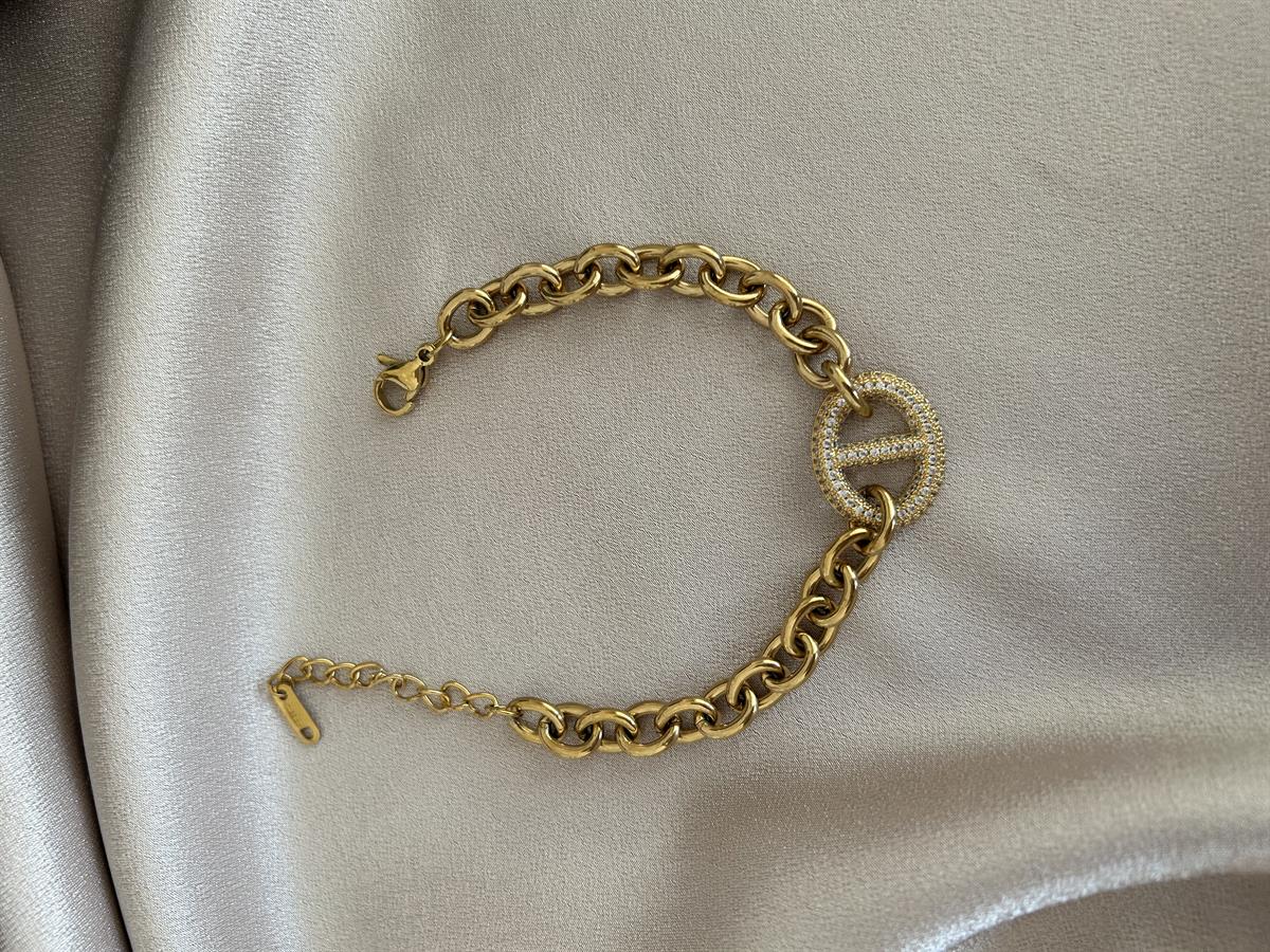 Elips taşlı kuyumcu model bileklik 