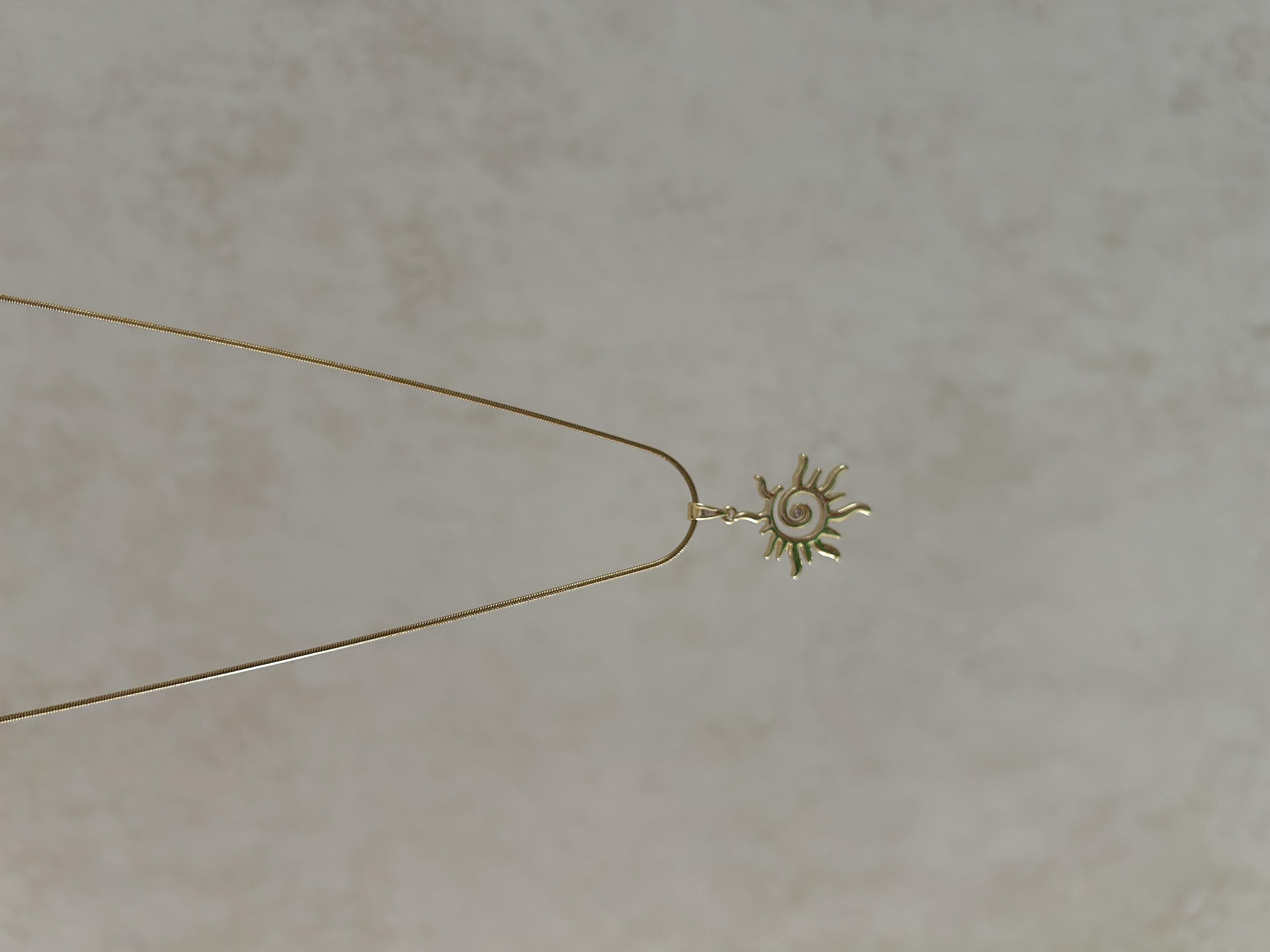 Güneş kolye tel zincir model 