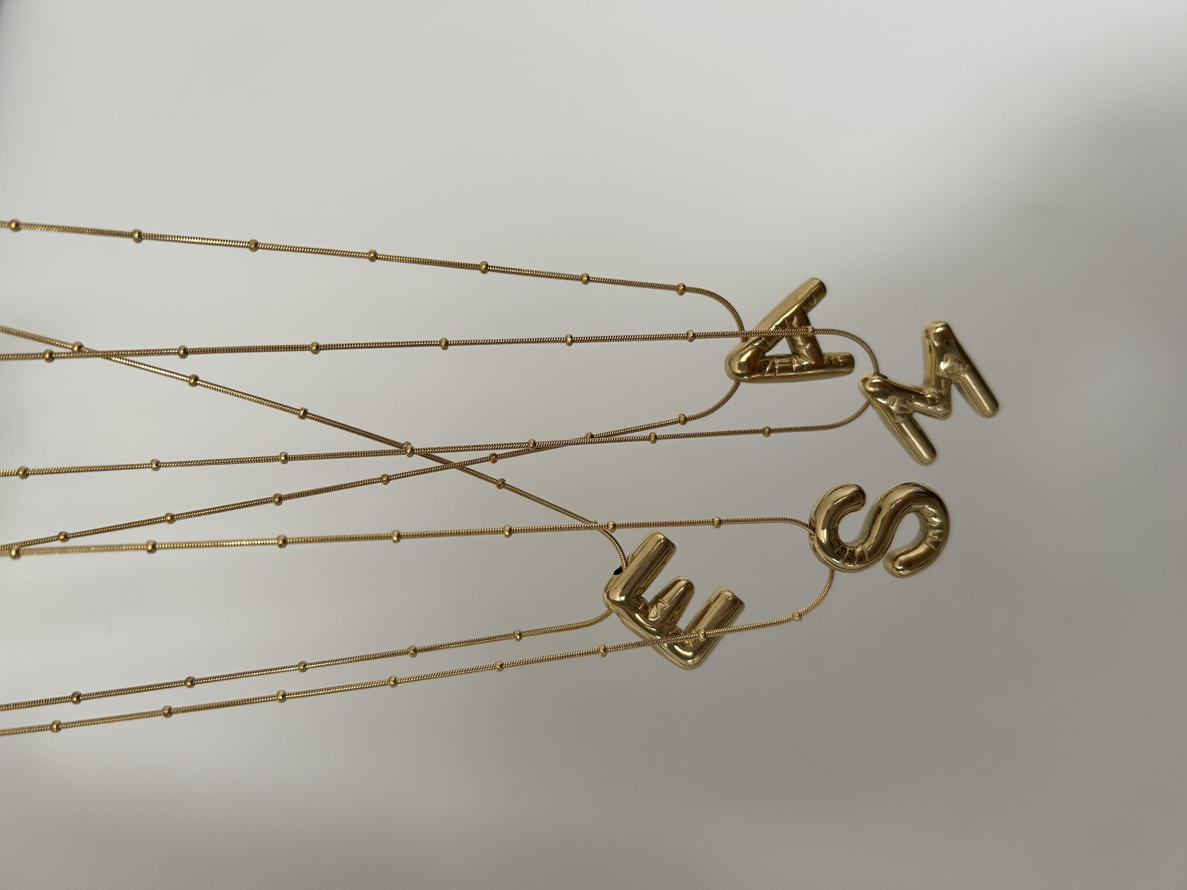 Harf kolye bombeli model gold