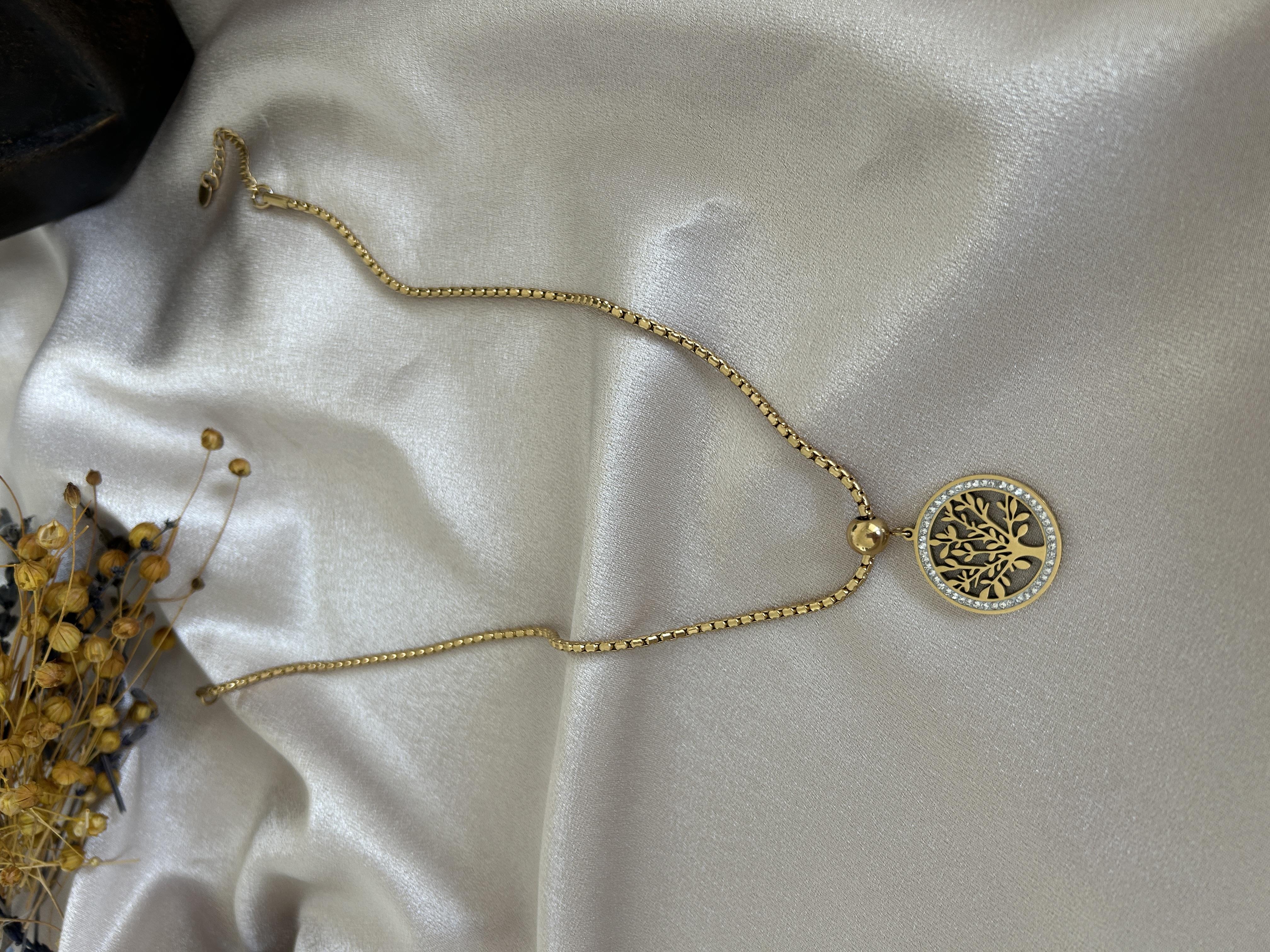 Hayat ağacı taşlı kolye 