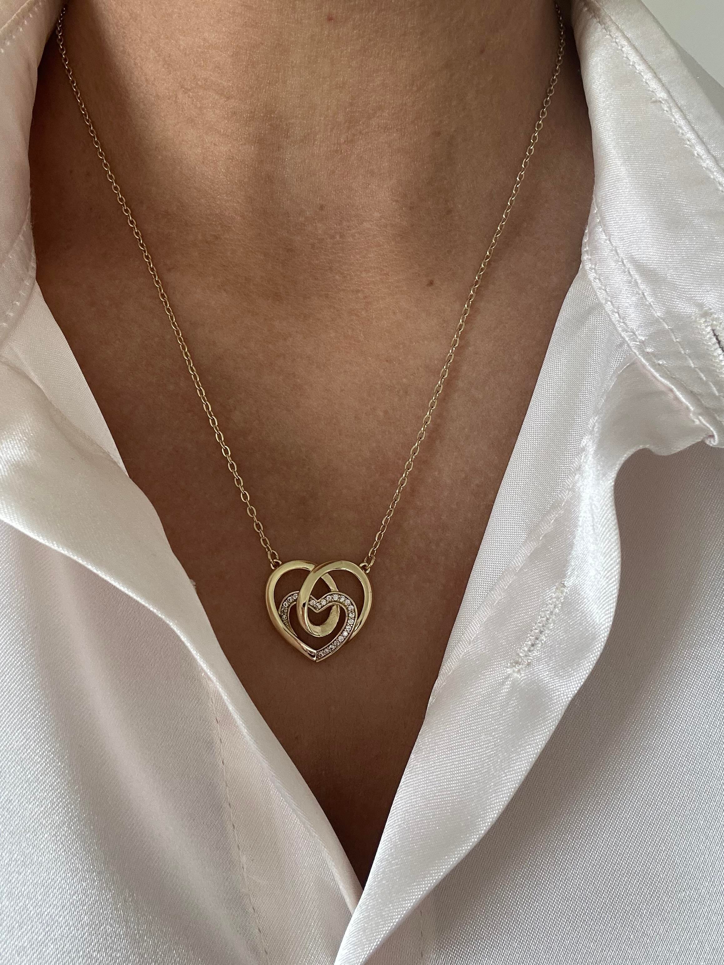 İç içe kalpli 14K model kolye 