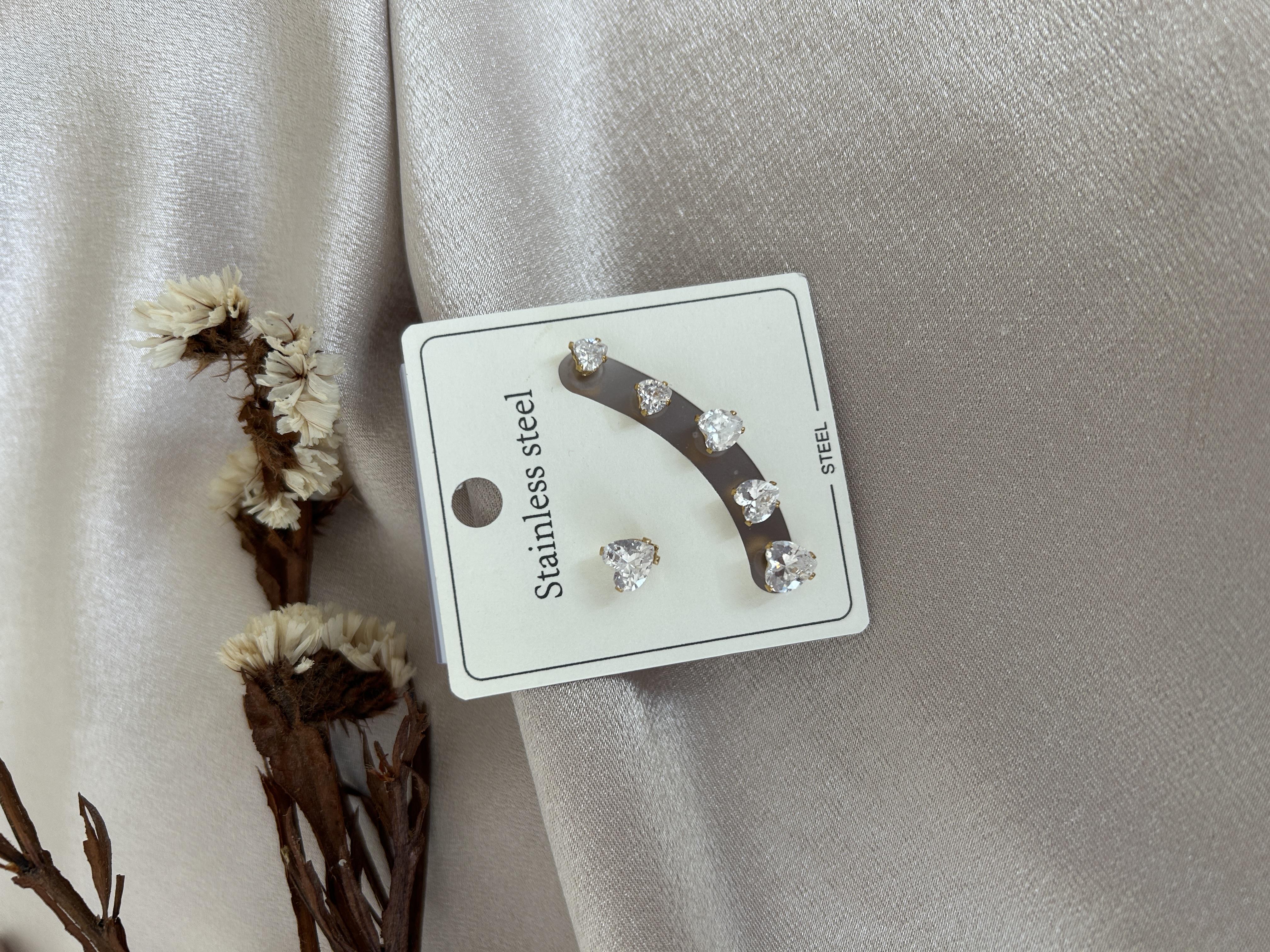 Kalpli tek taş çoklu küpe 