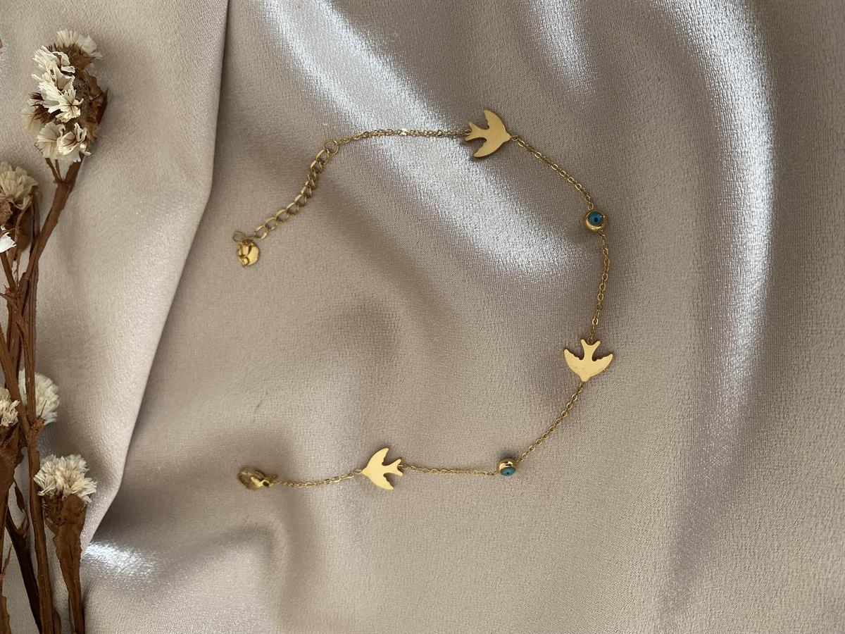 Kuşlu nazarlı çelik halhal