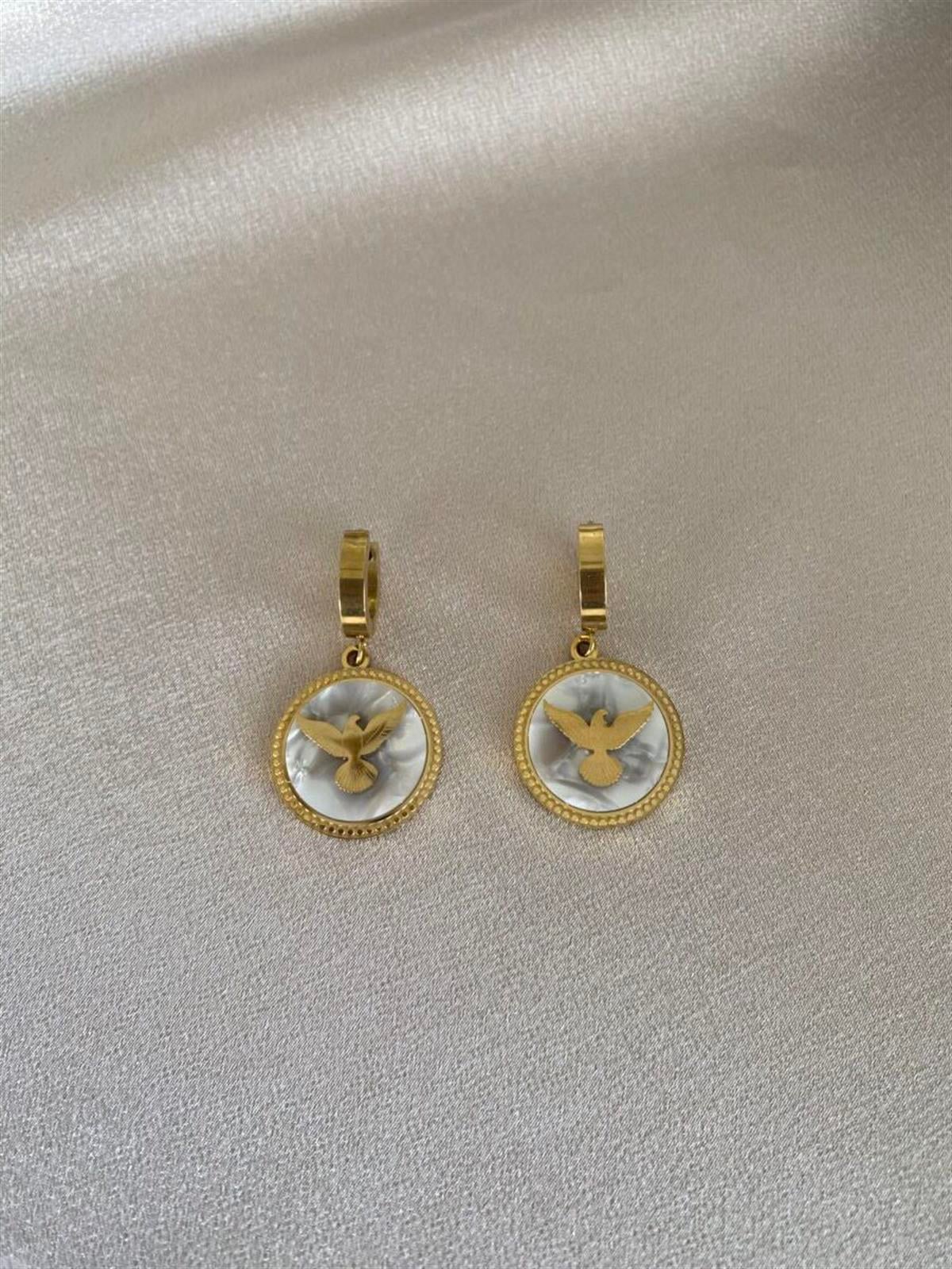 Kuşlu sedefli küpe