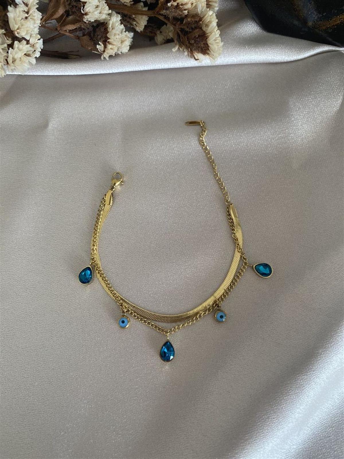 Nazar gözlü çift zincir bileklik