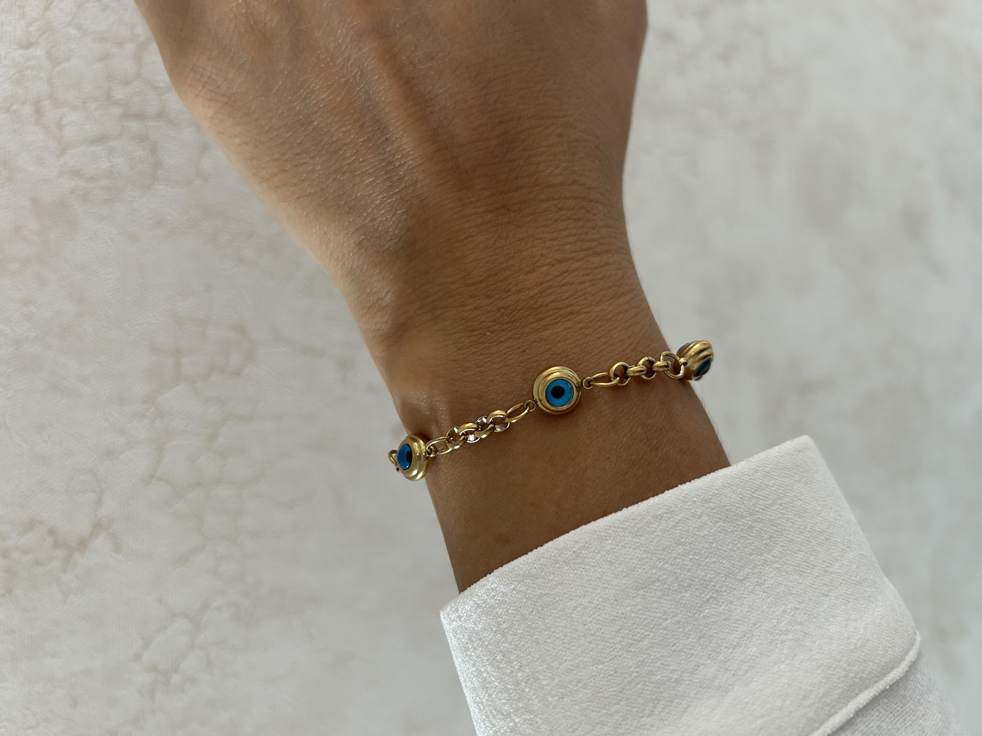 Nazar üç gözlü Çelik bileklik 