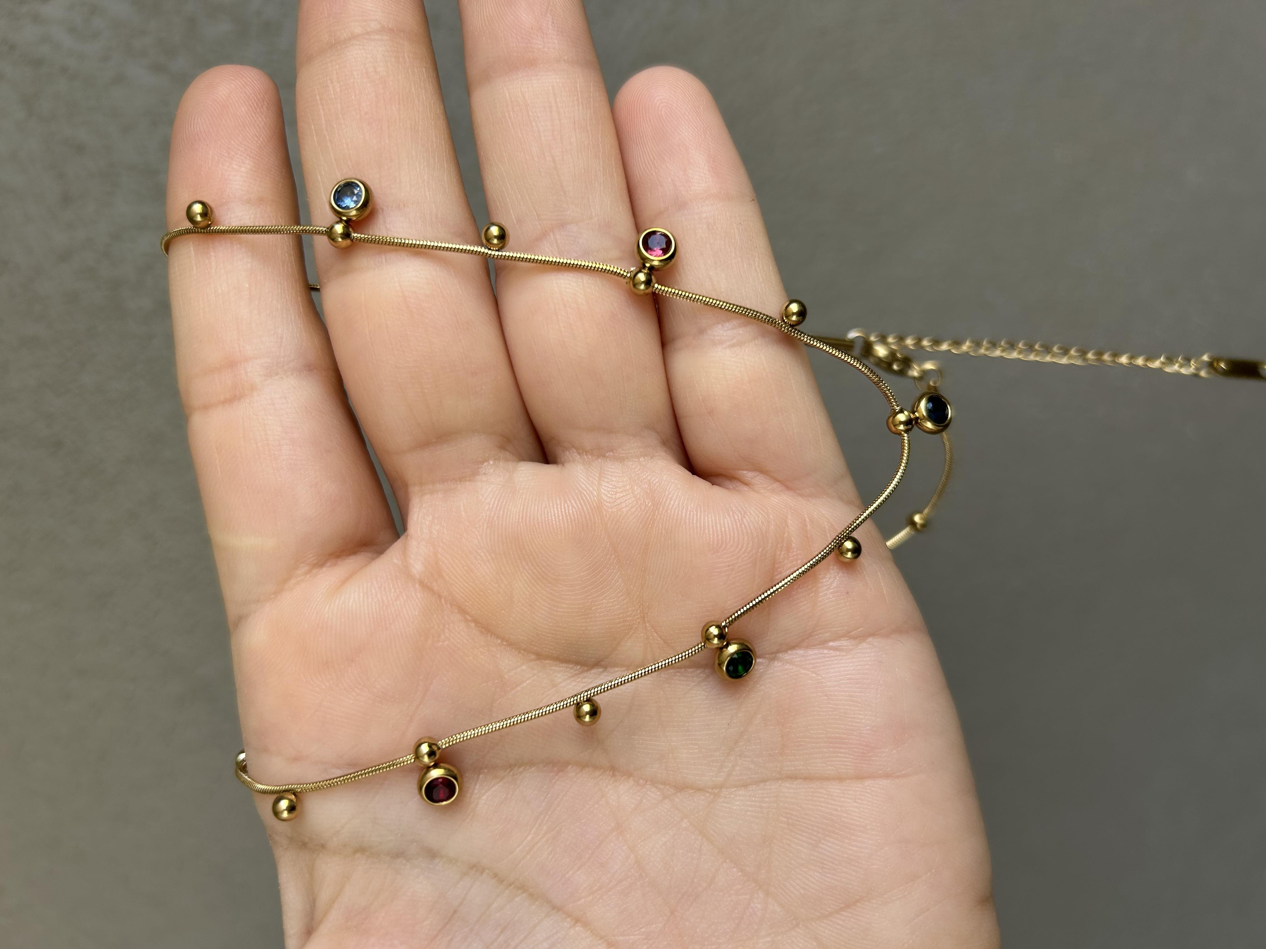 Renkli taşlı top model kolye 