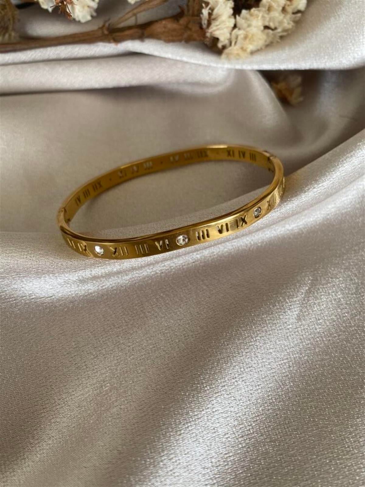 Roma rakamlı taşlı kelepçe