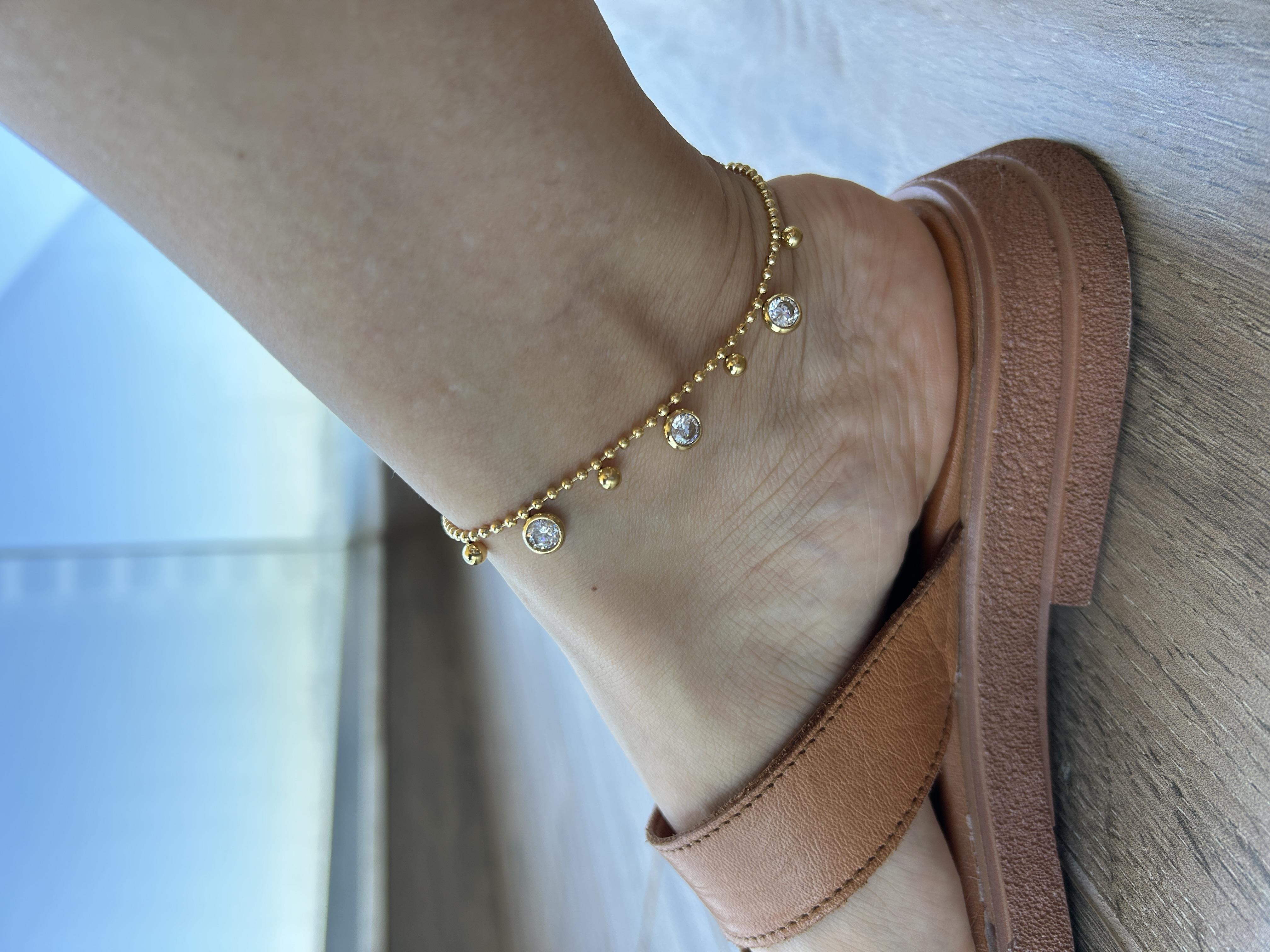 Taşlı model çelik halhal 