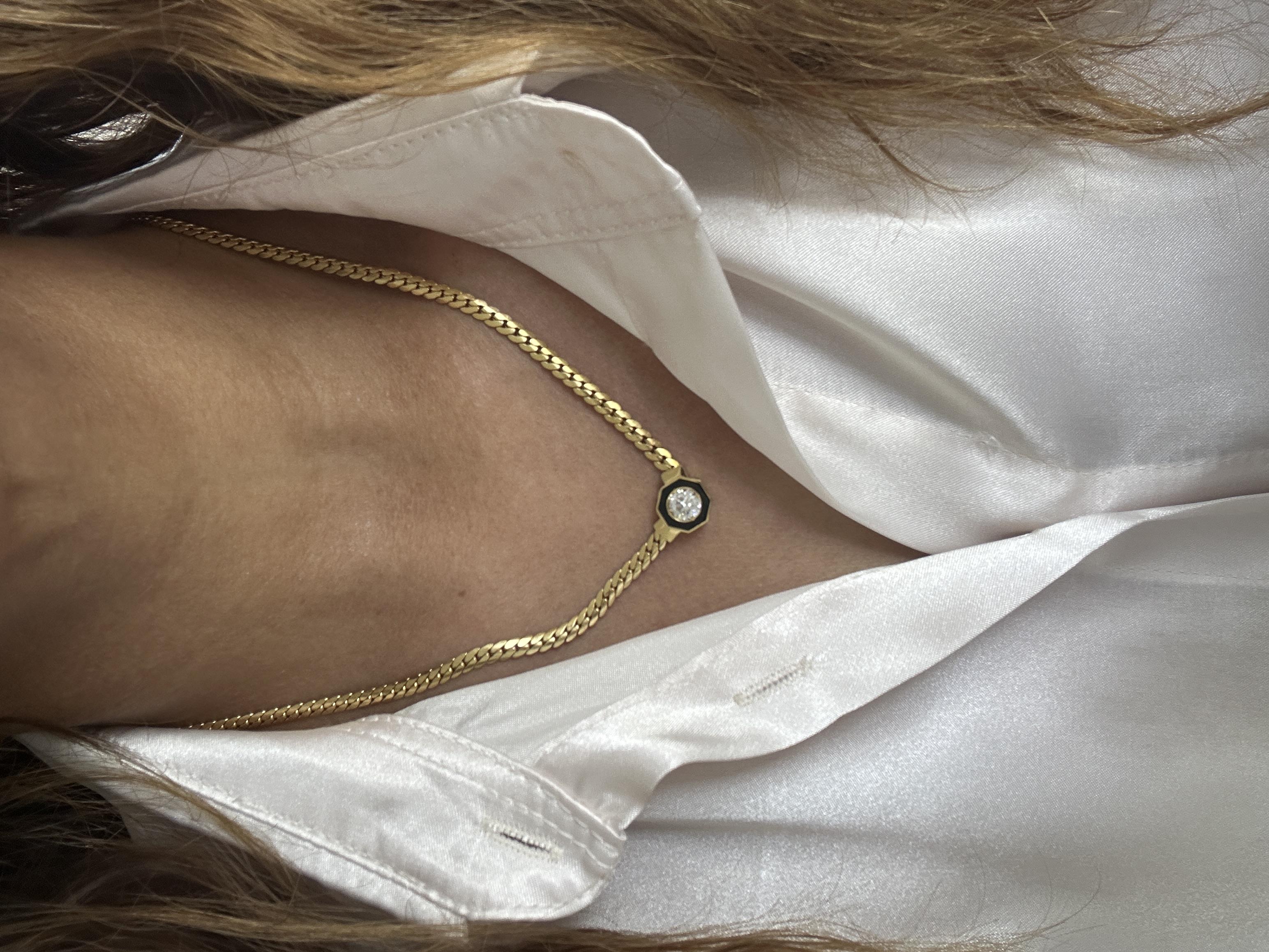 Taşlı örgü ezme Çağla kolye 