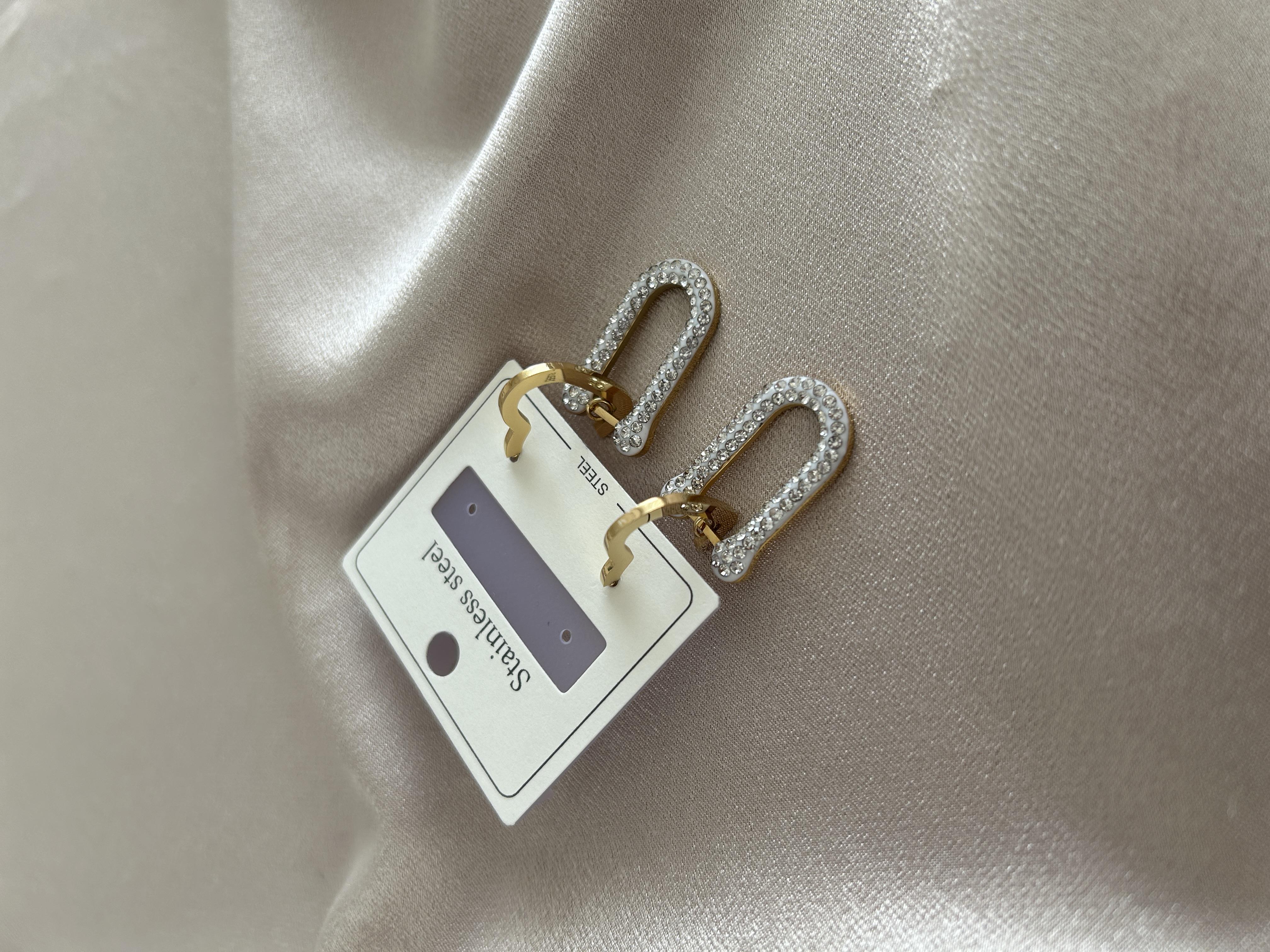 Tıffany taşlı kalp küpe 