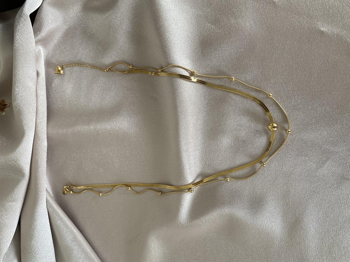 Topçuklu İtalyan ikili kolye 