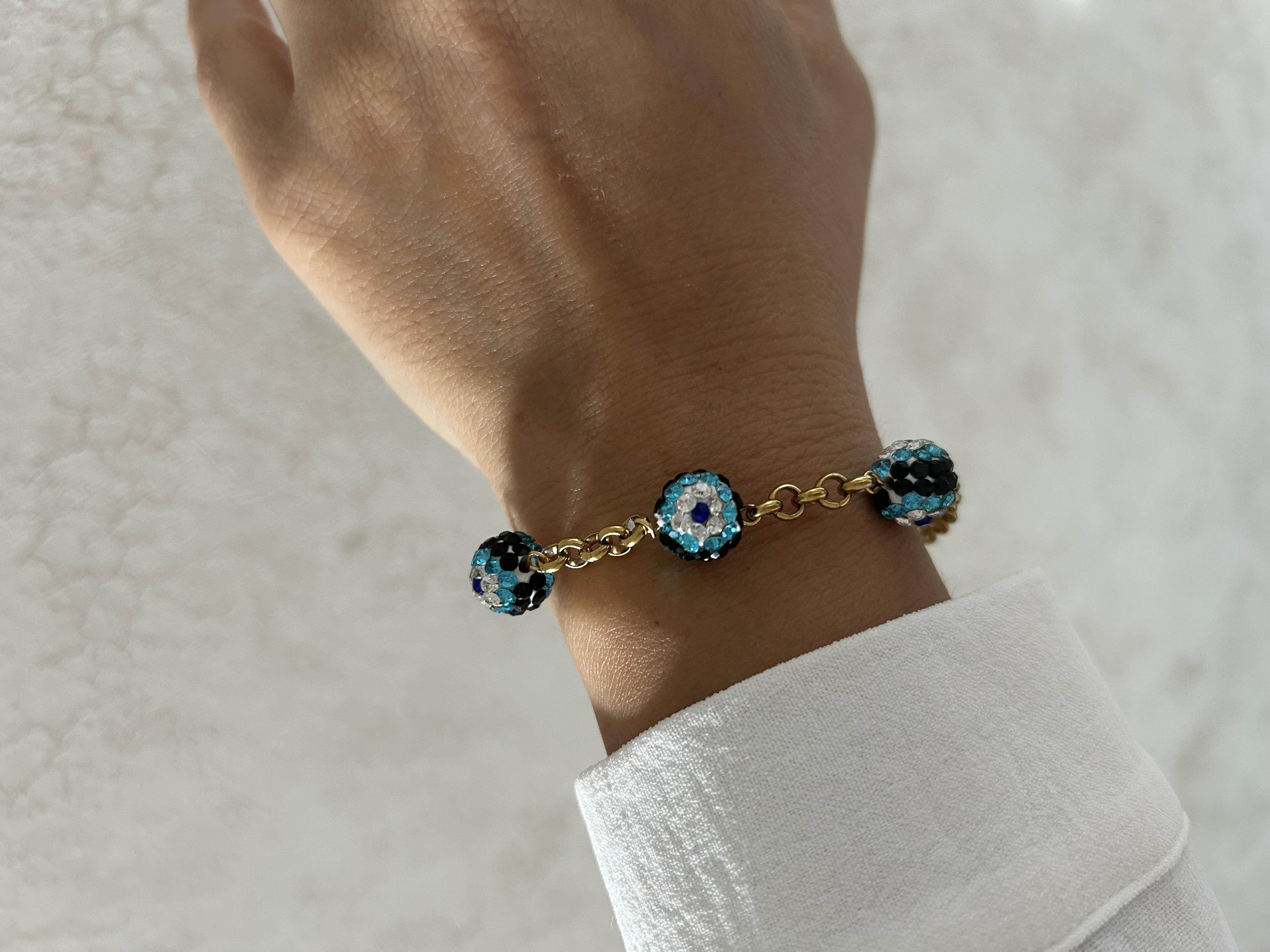 Üç nazar taşlı Çelik künye 