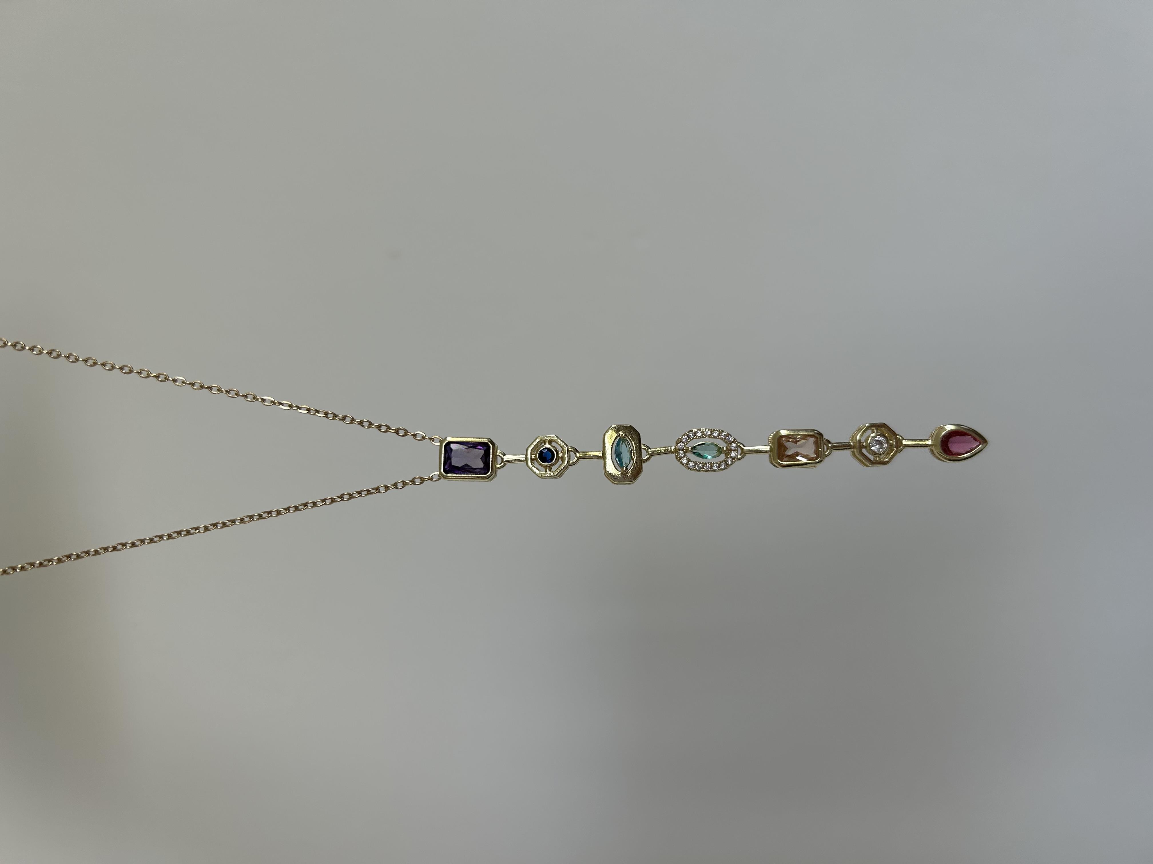 Y model taşlı kolye