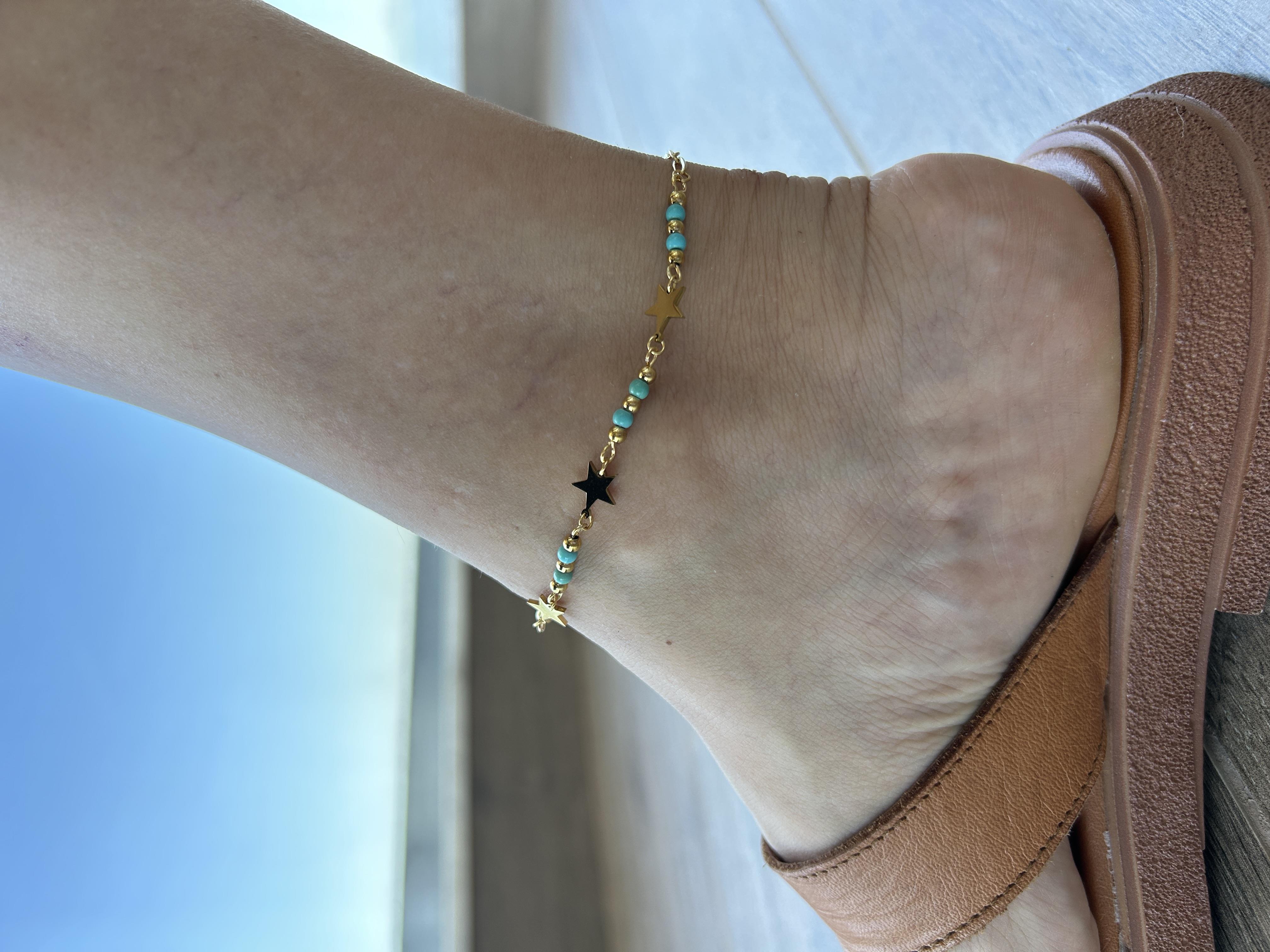 Yıldız model mavi taşlı halhal 