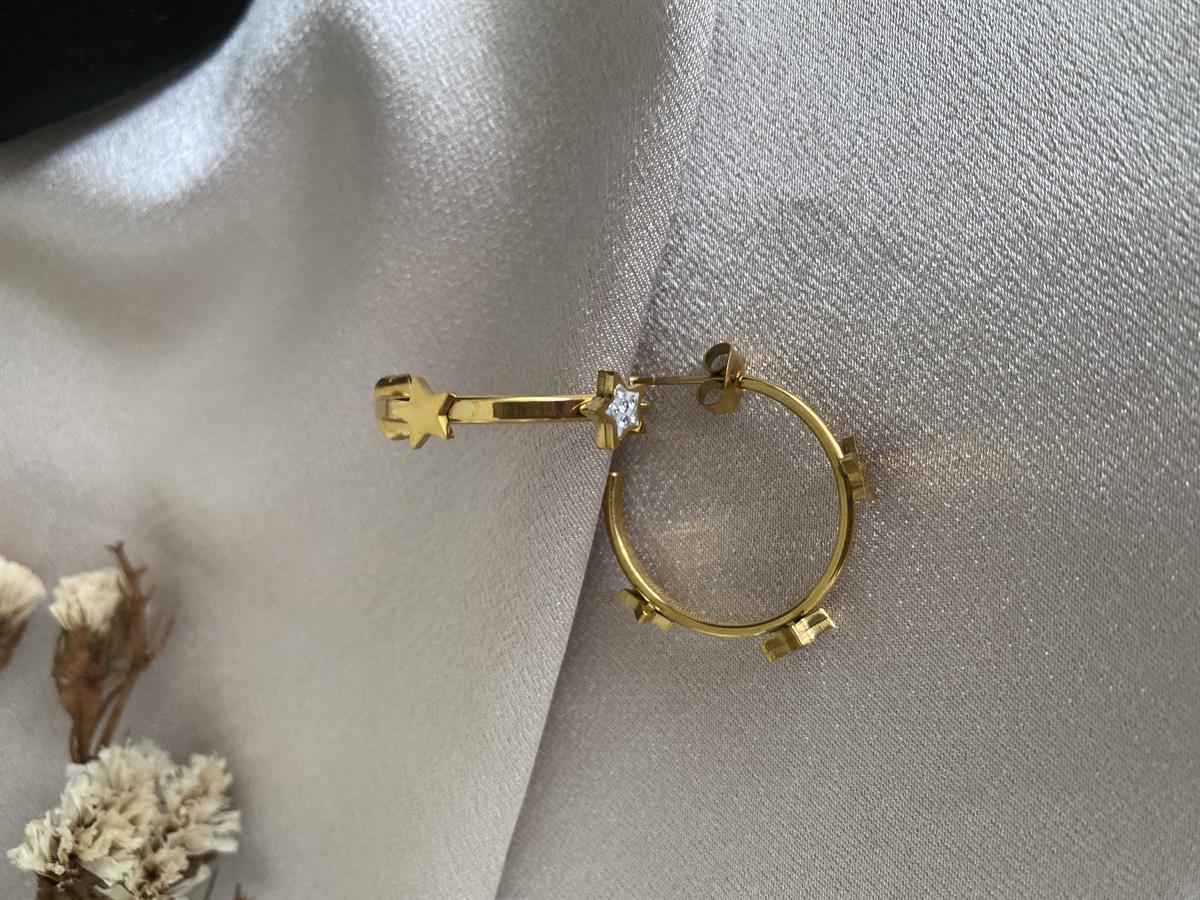 Yıldız taşlı halka küpe