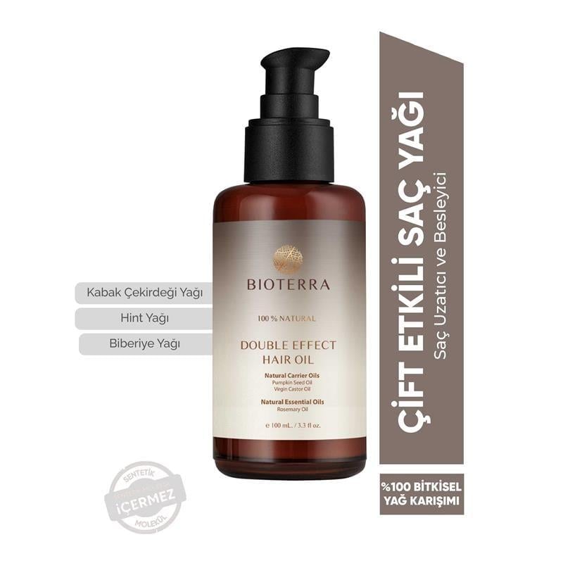 Bioterra Saç Uzatıcı & Yeni Saç Oluşumu Destekleyen Bakım Yağı – Double Effect 100Ml