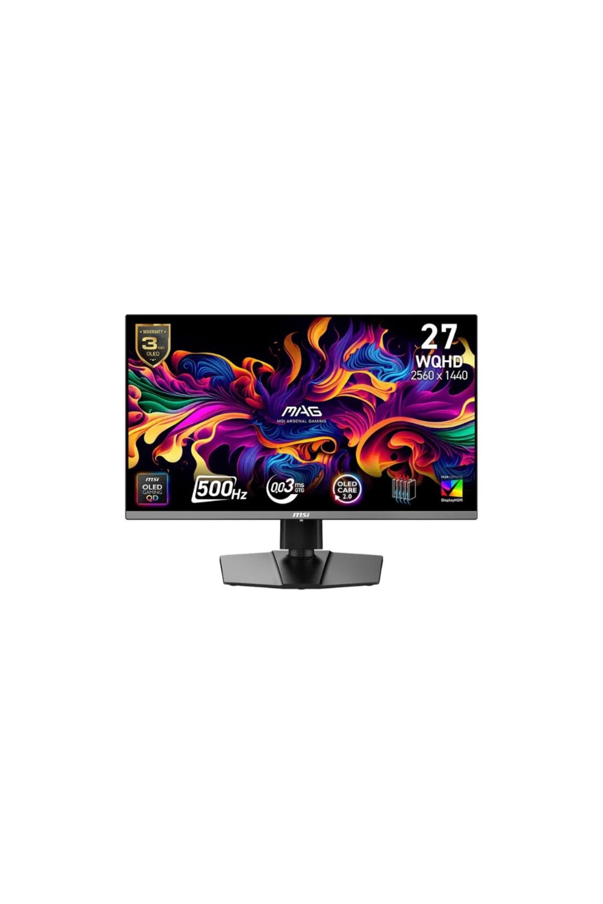 MAG 272QP QD-OLED X50 27 2560x1440 WQHD 500Hz 0.03 ms HDMI DP Type-CQD-OLED Gaming Monitör