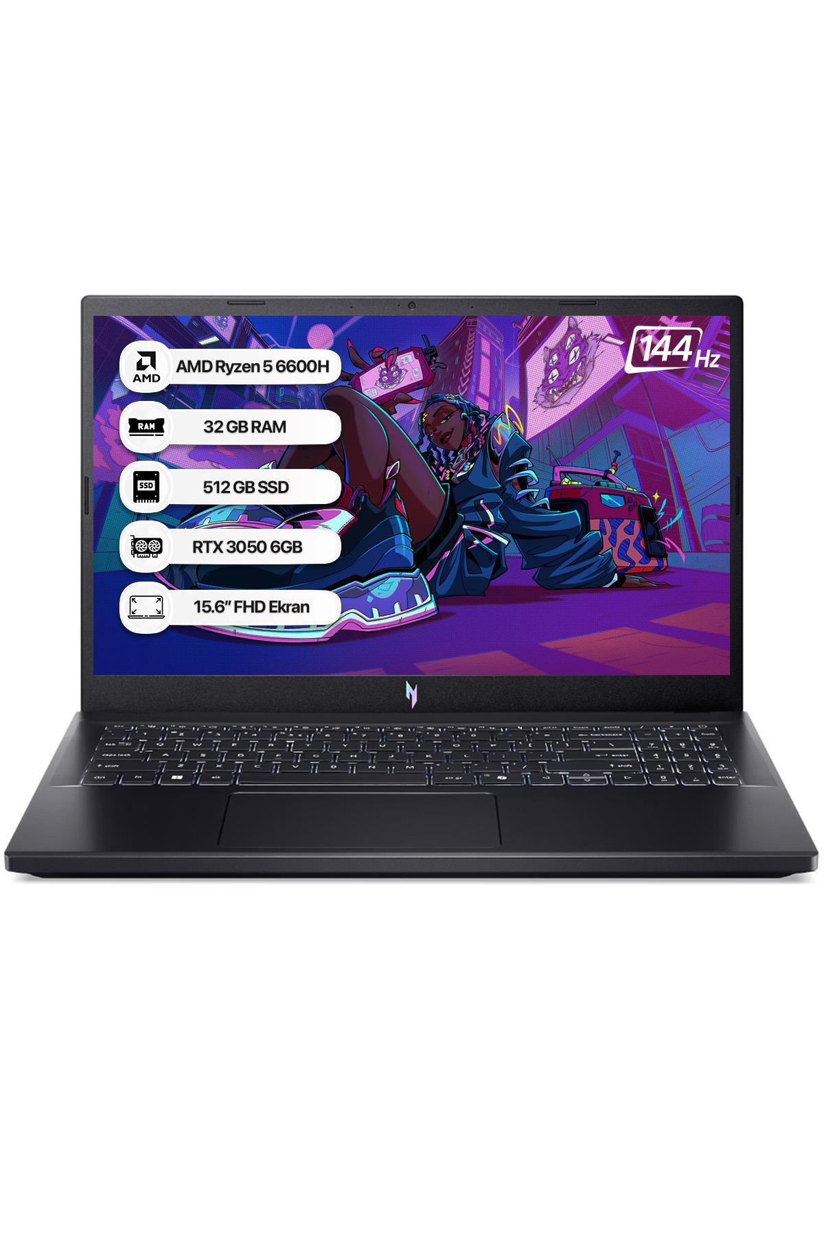 Acer Nitro V15 NH.QSHEY.005-32 Ryzen5-6600H 32GB 512GB SSD RTX3050-6GB 15.6