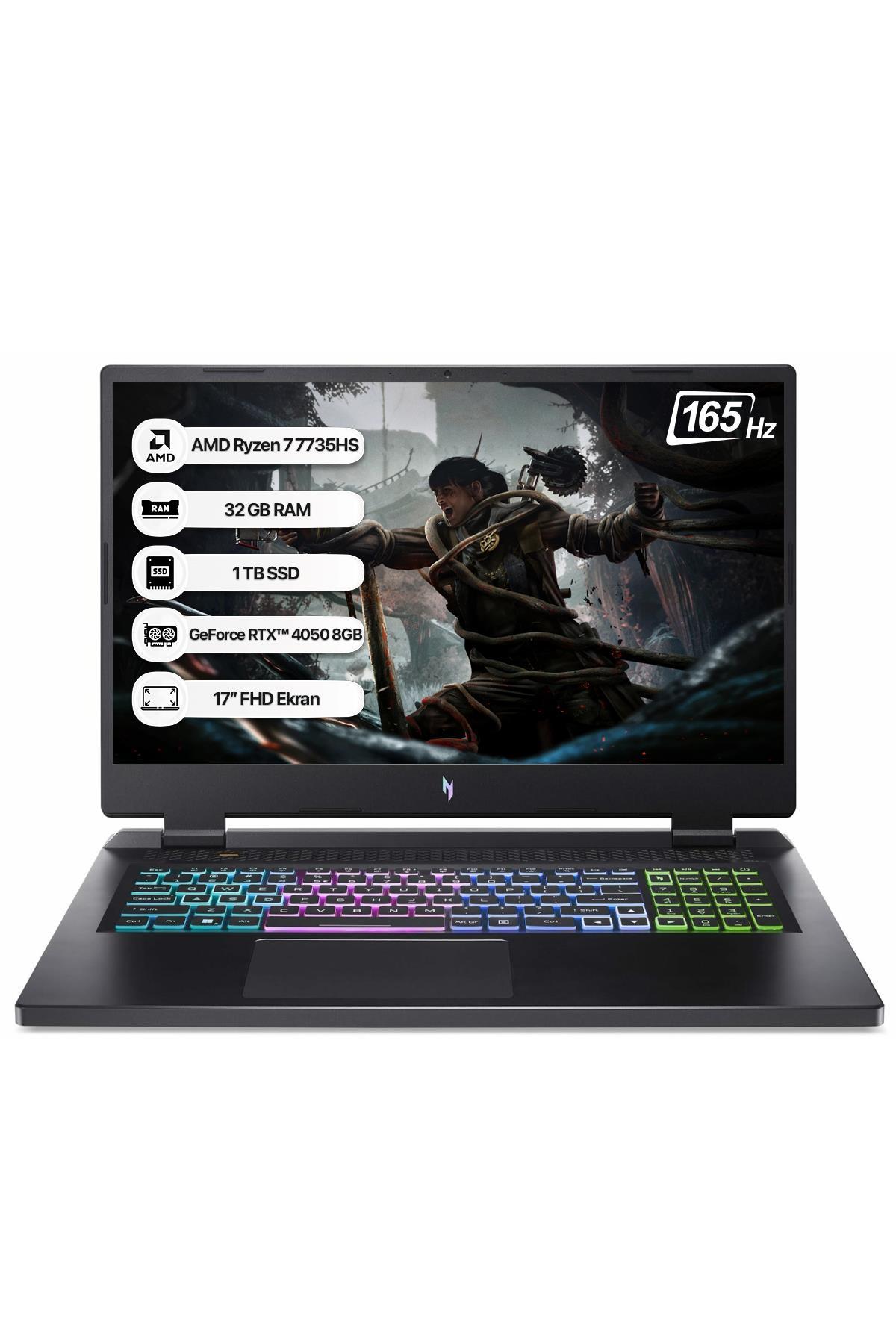 Acer Nitro 17 NH.QL1EY.003-32 Ryzen 7-7735HS 32GB 1TB SSD RTX4050-8GB 17.3