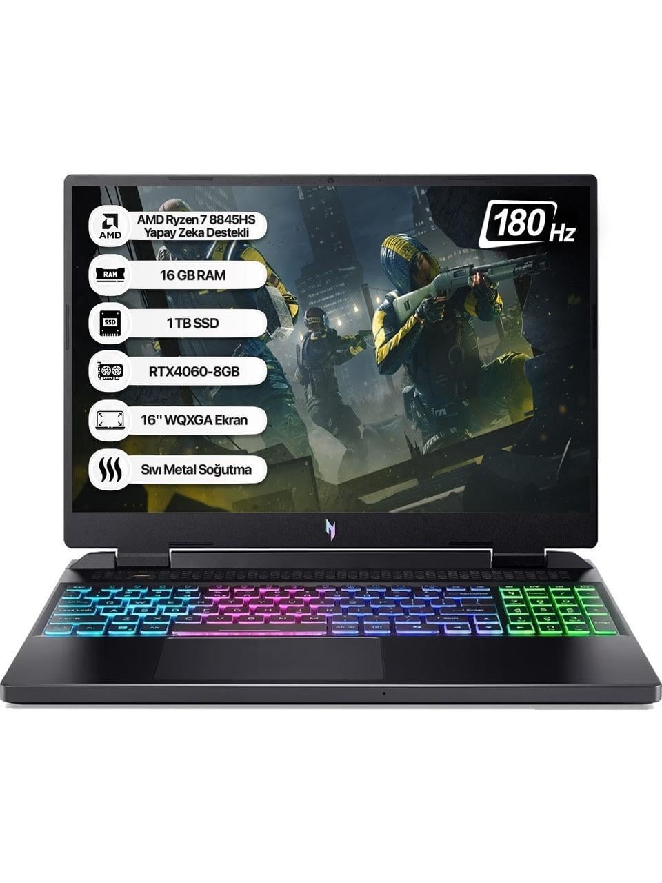 Acer Nitro 16 AN16-42 AMD R7 8845HS 16GB 1TB SSD RTX4060-8GB Dos 16