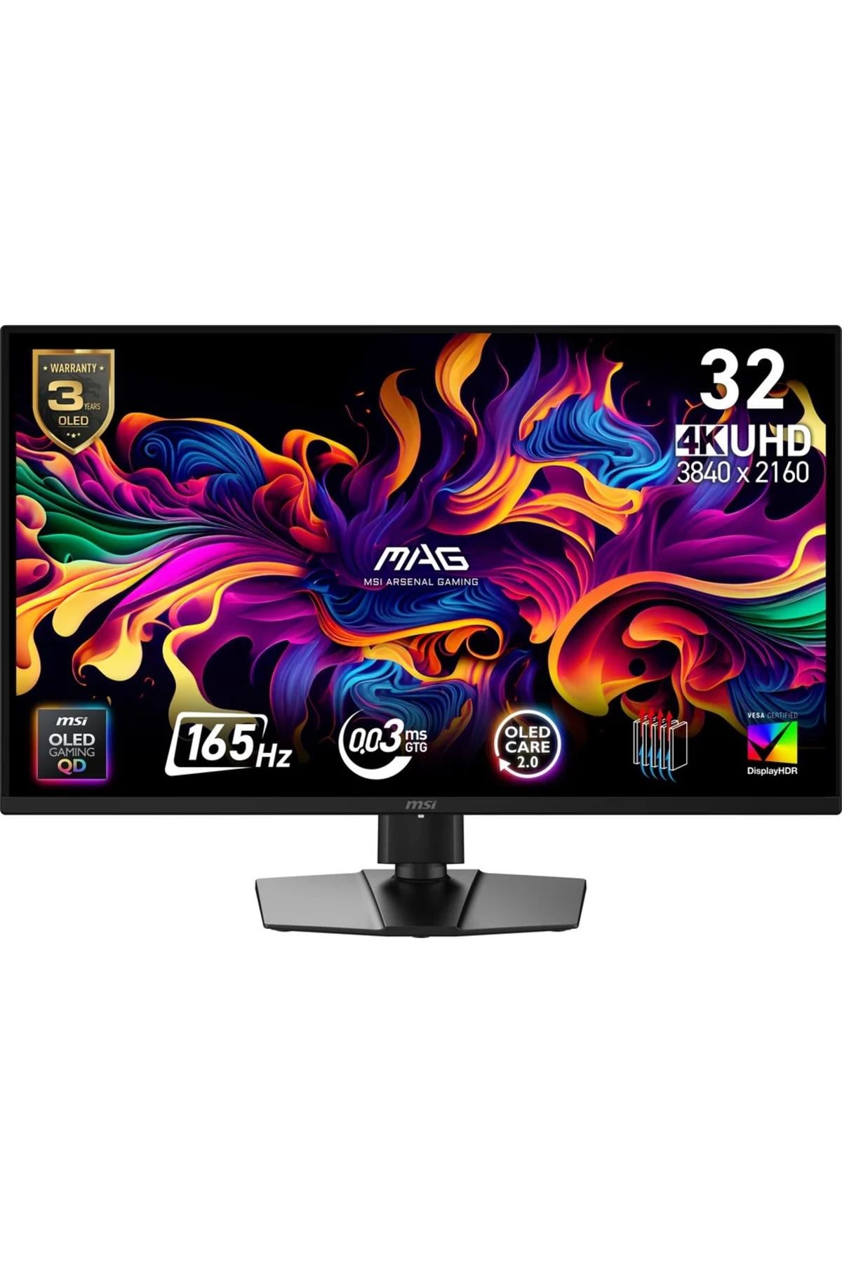 MAG 322UP QD-OLED E16 31.5 3840x2160 165Hz 0.03 ms Type-C True Black 400 QD-OLED Gaming Monitör