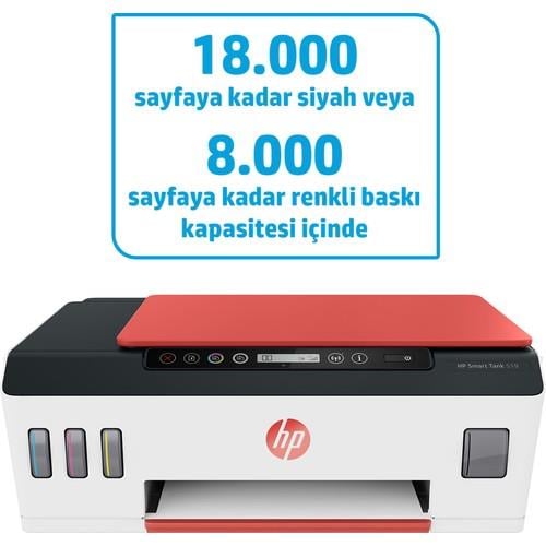 HP Smart Tank 519 Wi-Fi + Fotokopi + Tarayıcı Renkli Çok Fonksiyonlu Tanklı Yazıcı 3YW73A 
