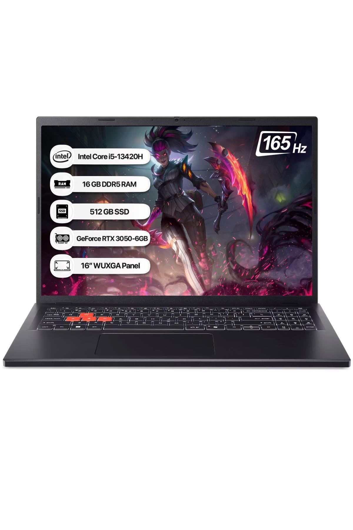 Acer Niro Lite NH.DAAEY.001 i5-13420H 16 GB 512 GB SSD RTX3050-6GB 165Hz 16