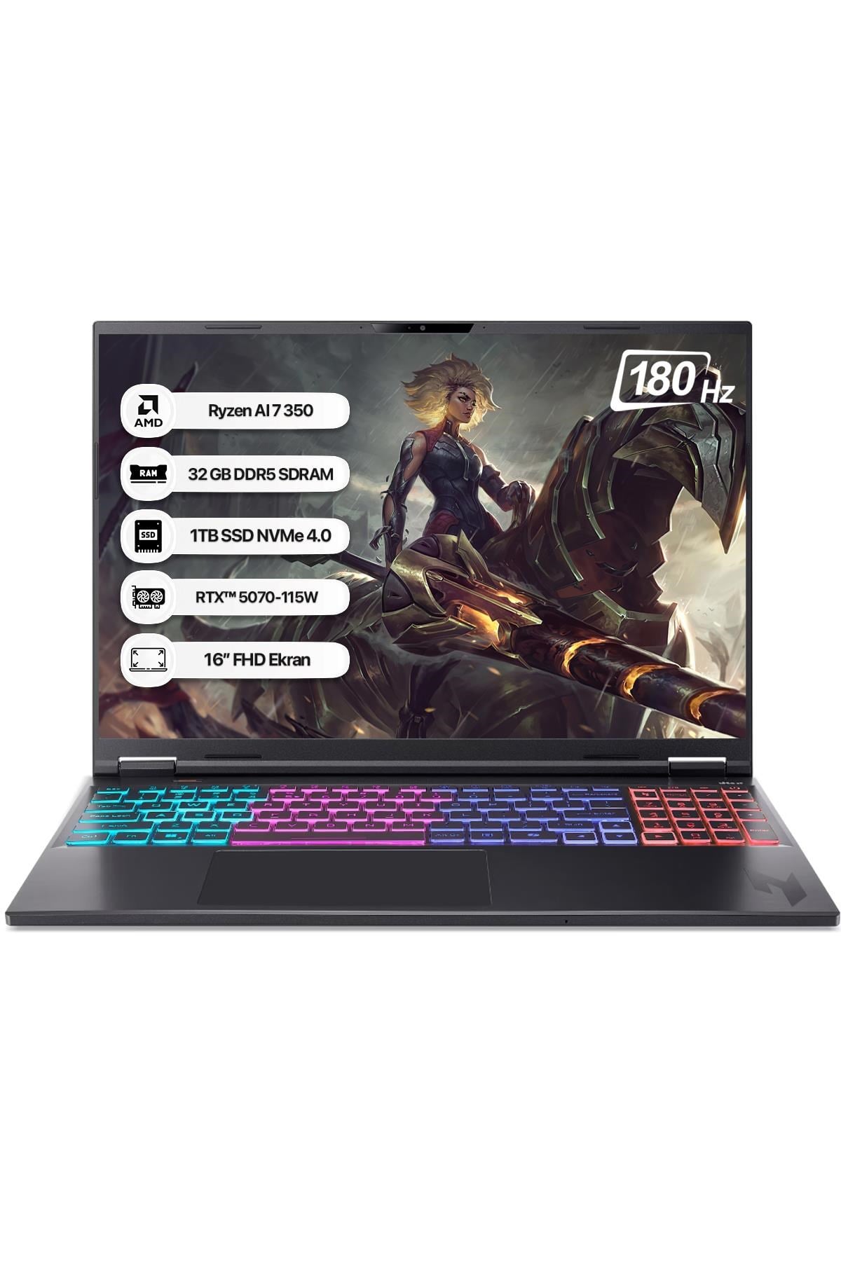 Acer Nitro 16S AI NH.QXKEY.002 R7 AI 350 32GB 1TB SSD RTX5070-8GB 16
