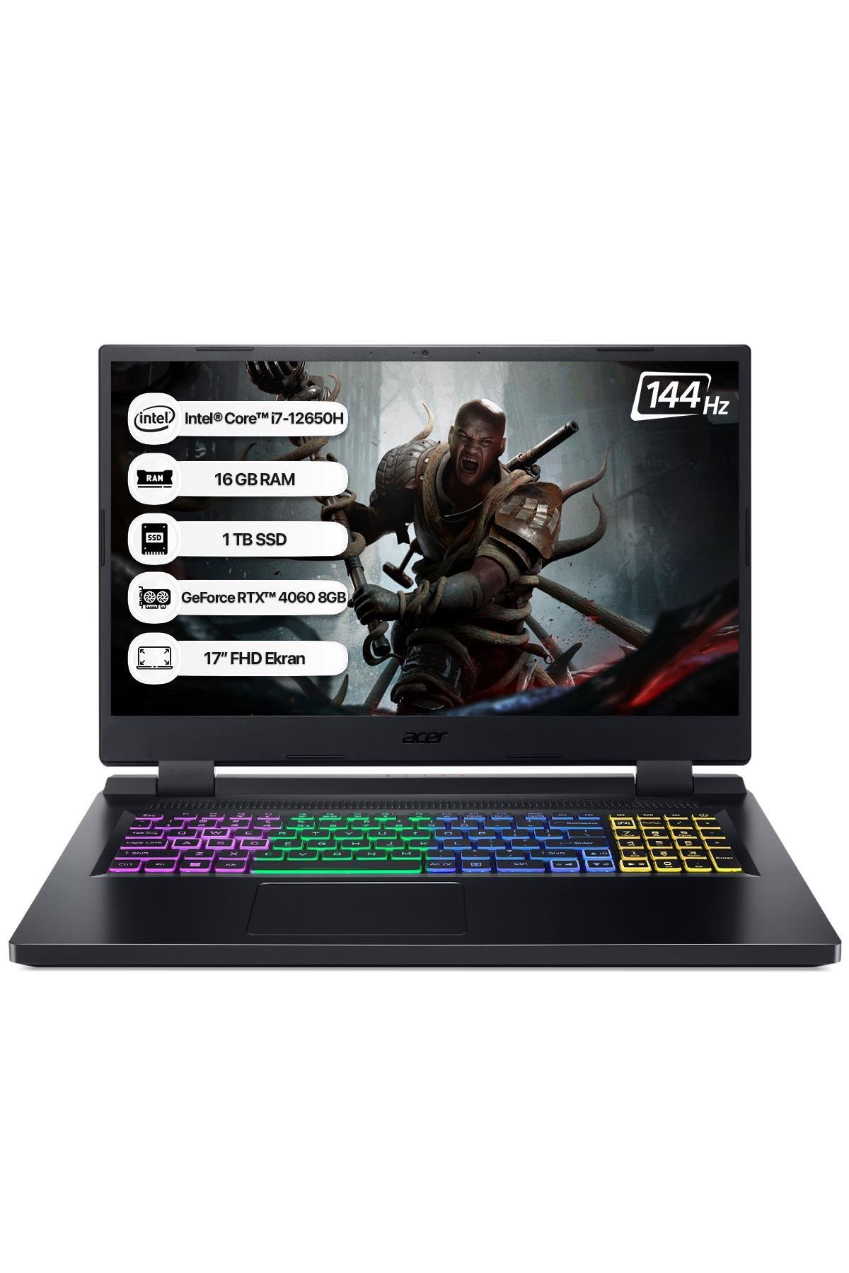 Acer Nitro 5 AN517-55 i7 12650H 16GB 1TB SSD RTX4060-8GB Dos 17.3