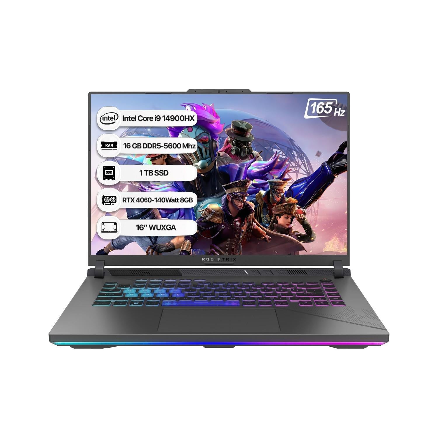 Asus Rog Strix G16 G614JVR-N3243 Intel Core i9 14900HX 16 GB 512 GB SSD RTX 4060-140Watt 165 Hz Freedos 16