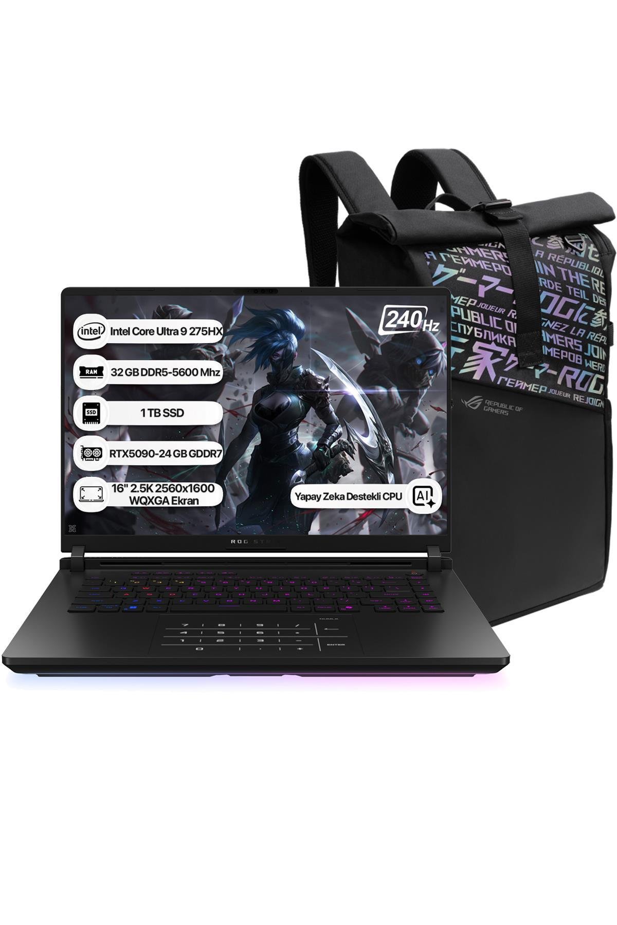 Asus Rog Strix Scar 16 G635LX-RW144 Intel Core Ultra 9 275HX NPU 13 TOPS 32GB 1TB SSD RTX5090-24GB Freedos 16