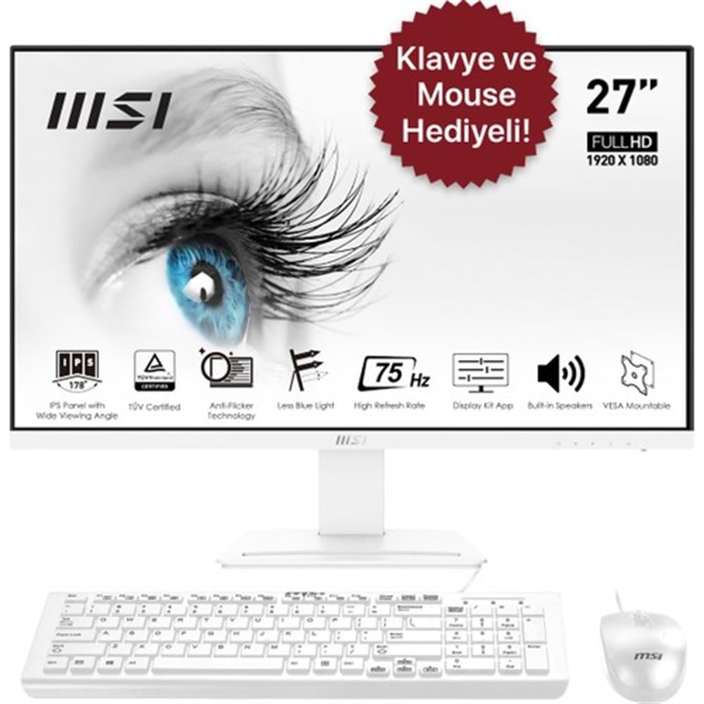 MSI 27'' PRO MP273W FLAT 1920X1080(FHD) IPS 75HZ BEYAZ ANTI-GLARE MONITOR