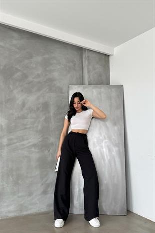 Yüksek Bel Palazzo Pantolon Siyah