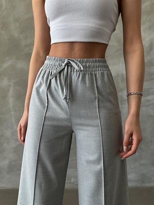 Dökümlü Palazzo Pantolon Gri