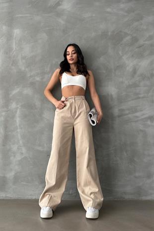 Organik Pamuk Gabardin Pantolon Vizon