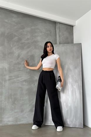 Yüksek Bel Palazzo Pantolon Siyah