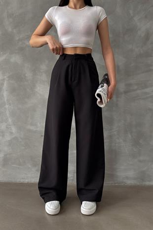 Yüksek Bel Palazzo Pantolon Siyah
