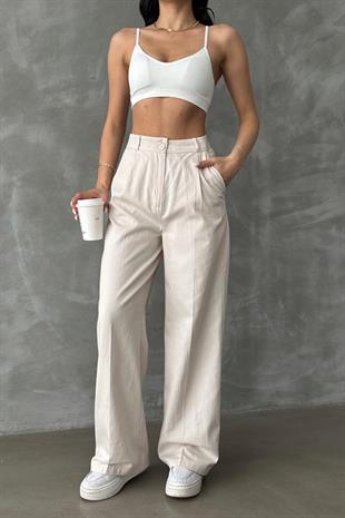 Organik Pamuk Gabardin Pantolon Taş