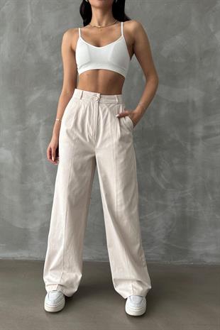 Organik Pamuk Gabardin Pantolon Taş