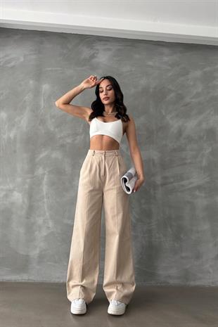 Organik Pamuk Gabardin Pantolon Vizon