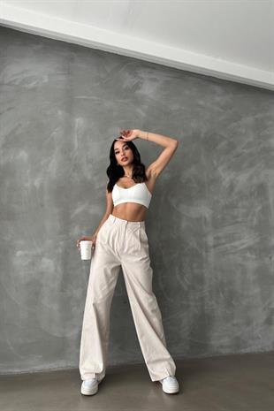 Organik Pamuk Gabardin Pantolon Taş