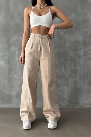 Organik Pamuk Gabardin Pantolon Vizon