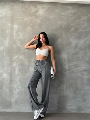 Dökümlü Palazzo Pantolon Antrasit