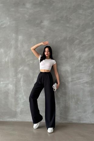 Yüksek Bel Palazzo Pantolon Siyah