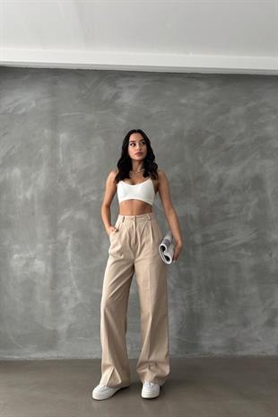 Organik Pamuk Gabardin Pantolon Vizon