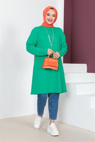 Basic Tesettür Tunik - Benetton Yeşili